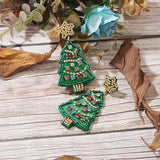 Holiday Christmas Tree Seed Bead Earrings Women Jewelry