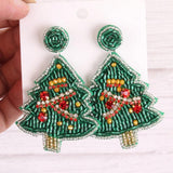 Holiday Christmas Tree Seed Bead Earrings Women Jewelry