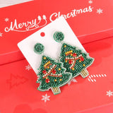 Holiday Christmas Tree Seed Bead Earrings Women Jewelry