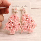 Holiday Christmas Tree Seed Bead Earrings Women Jewelry