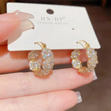 14K Plated Flower Zircon Earrings for Christmas Party