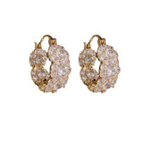 14K Plated Flower Zircon Earrings for Christmas Party