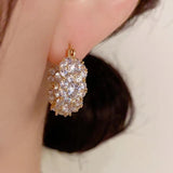 14K Plated Flower Zircon Earrings for Christmas Party