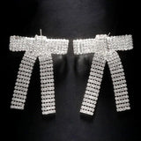 Rhinestone Bow Earrings Crystal Statement Ear Accessories