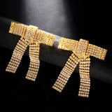 Rhinestone Bow Earrings Crystal Statement Ear Accessories