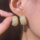 CZ Hoop Earrings Pearl Silver Earring for Women Party