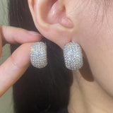 CZ Hoop Earrings Pearl Silver Earring for Women Party