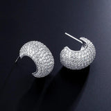 CZ Hoop Earrings Pearl Silver Earring for Women Party