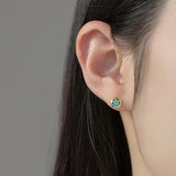 TrustDavis 925 Silver CZ Snowflake Stud Earrings Girls Fine S925 DS3881