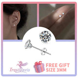 TrustDavis 925 Silver CZ Snowflake Stud Earrings Girls Fine S925 DS3881