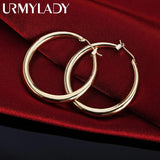 925 Sterling Silver 3.5cm Round Earrings 18K Jewelry Gift