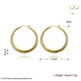 925 Sterling Silver 3.5cm Round Earrings 18K Jewelry Gift