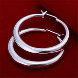 925 Sterling Silver 3.5cm Round Earrings 18K Jewelry Gift