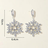 Rhinestone Snowflake Pendant Drop Earrings Christmas Jewelry Women