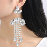 Rhinestone Snowflake Pendant Drop Earrings Christmas Jewelry Women