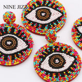 NINEJIZZ Big Eye Bohemian Beads Drop Earring For Women