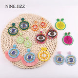 NINEJIZZ Big Eye Bohemian Beads Drop Earring For Women