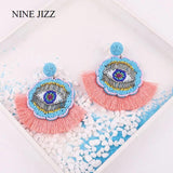NINEJIZZ Big Eye Bohemian Beads Drop Earring For Women