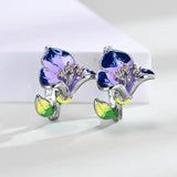 Zircon Christmas Cloisonne Epoxy Flower Earrings Women Enamel Diamond Engagement
