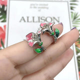 Zircon Christmas Cloisonne Epoxy Flower Earrings Women Enamel Diamond Engagement