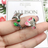 Zircon Christmas Cloisonne Epoxy Flower Earrings Women Enamel Diamond Engagement