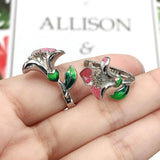 Zircon Christmas Cloisonne Epoxy Flower Earrings Women Enamel Diamond Engagement