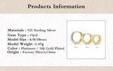 925 Silver Hoop Earrings Blue/White Opal Huggie