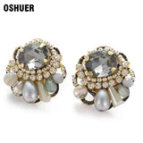 Colorful Crystal Stud Earrings for Women Christmas Party