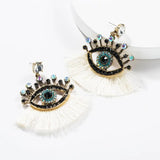Yellow Tassel Crystal Flower Earrings for Women