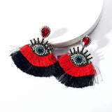 Yellow Tassel Crystal Flower Earrings for Women
