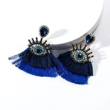 Yellow Tassel Crystal Flower Earrings for Women