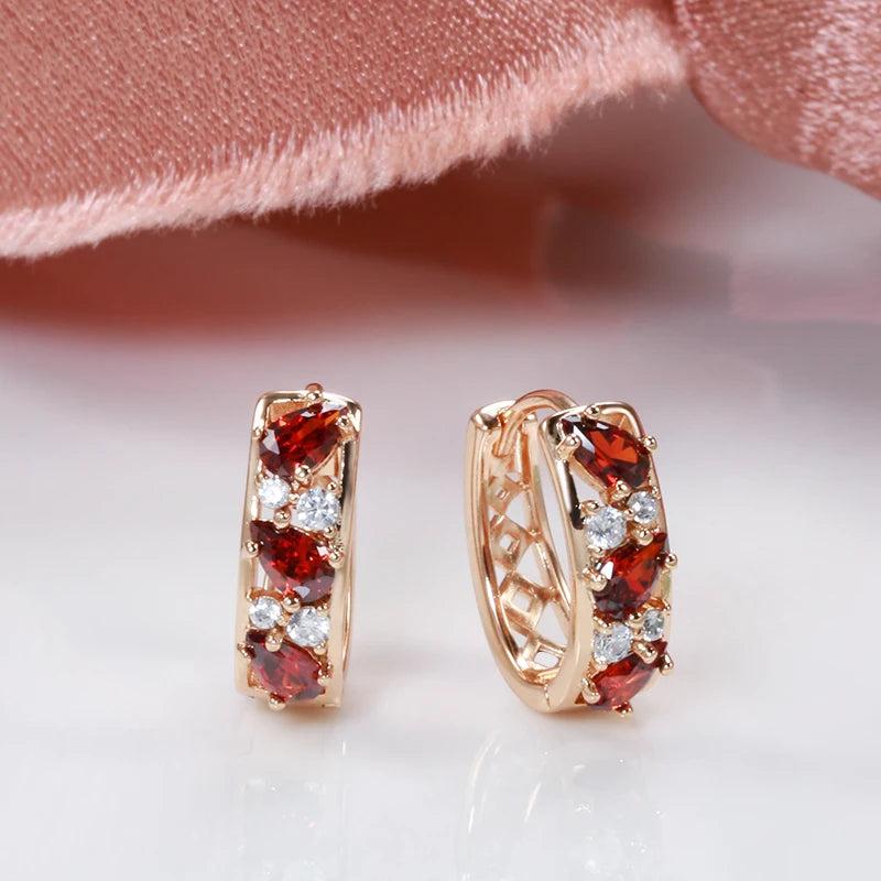 Kinel Natural Zircon Earrings 585 Rose Earring Fine Jewelry