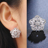 Christmas Snowflake Zirconia Earrings Women's Jewelry Crystal Earrings