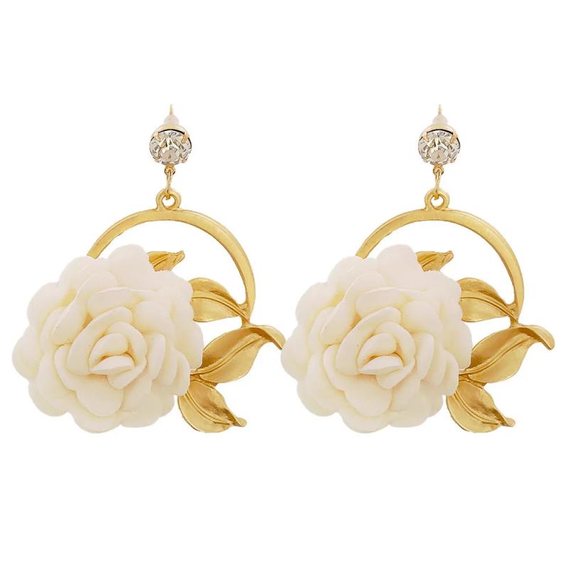 Bohemian Red Flower Dangle Earrings Ethnic Leaf Drop Earrings Women Jewelry