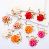 Bohemian Red Flower Dangle Earrings Ethnic Leaf Drop Earrings Women Jewelry