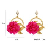 Bohemian Red Flower Dangle Earrings Ethnic Leaf Drop Earrings Women Jewelry