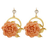 Bohemian Red Flower Dangle Earrings Ethnic Leaf Drop Earrings Women Jewelry