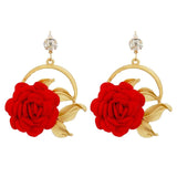 Bohemian Red Flower Dangle Earrings Ethnic Leaf Drop Earrings Women Jewelry