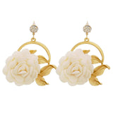 Bohemian Red Flower Dangle Earrings Ethnic Leaf Drop Earrings Women Jewelry