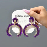 Large Rhinestone Earrings Semicircle Jewelry Christmas Wedding Accessories