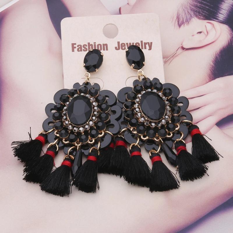 Large Resin Christian Tassel Earrings