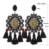 Large Resin Christian Tassel Earrings