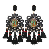 Large Resin Christian Tassel Earrings