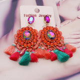 Large Resin Christian Tassel Earrings