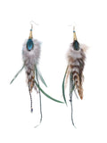 Boho Brown Feather Tassel Earring with Chain for Women