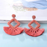 Bohemia Tassel Earrings 9 Colors Handmade Acrylic Beads Jewelry