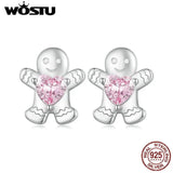 Gingerbread Man Ear Stud 925 Sterling Silver Christmas Earrings