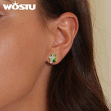 Gingerbread Man Ear Stud 925 Sterling Silver Christmas Earrings