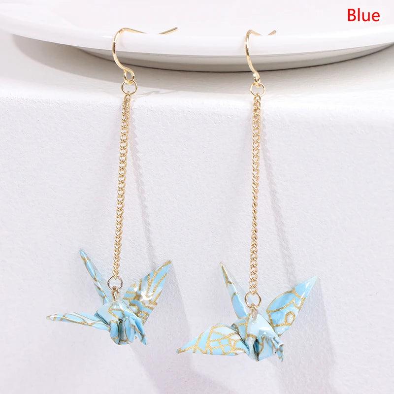 Red Bird Cranes Paper Earrings Romantic Jewelry For Women