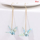 Red Bird Cranes Paper Earrings Romantic Jewelry For Women